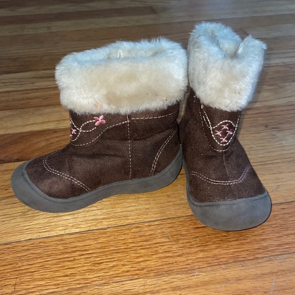 •POLAR RIDGE•TODDLER BROWN & PINK FUR VELCRO SIDE BUCKLE BOOTS SIZE 7 VGUC - Picture 3 of 9